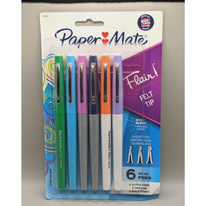 Paper Mate 6 Ct Ultra Fine Flair Felt Tip Medium Bold Point Pens
